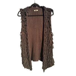 Womens Fringe Vest Size Medium Chocolate Brown Goblincore Fairy Grunge Granola